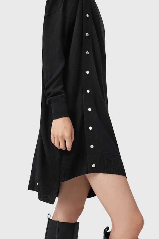 Vlnené šaty AllSaints UMI W071DD čierna AW25