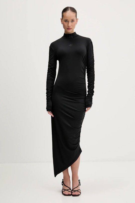 Φόρεμα adidas Originals Ruched με ελαστάν μαύρο JW2806
