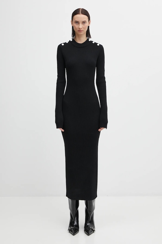 Sportmax sukienka z dodatkiem wełny GARIBO okrągły czarny 2522326022600