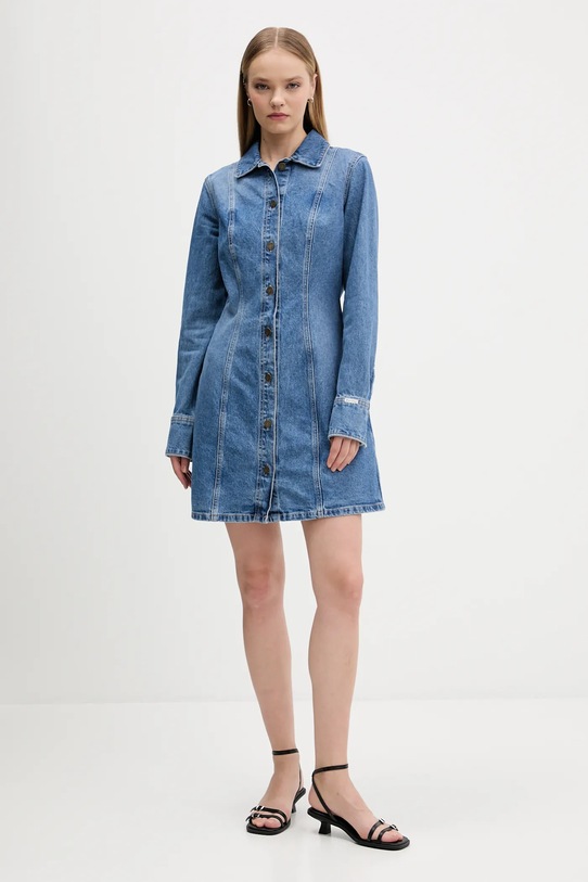 Rifľové šaty Guess Jeans W5BK48.D5M48 modrá AW25