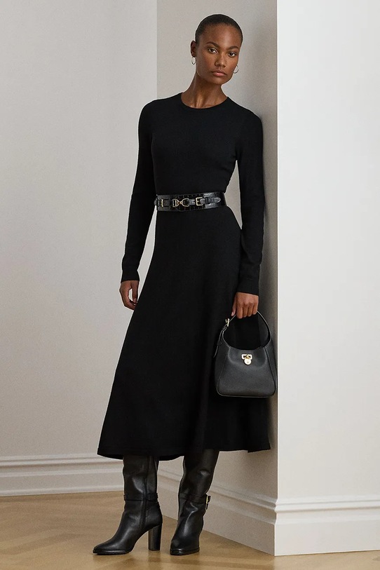 Lauren Ralph Lauren sukienka wełniana casual czarny 200979711
