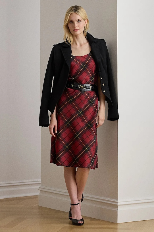 Платье Lauren Ralph Lauren midi красный 200979919