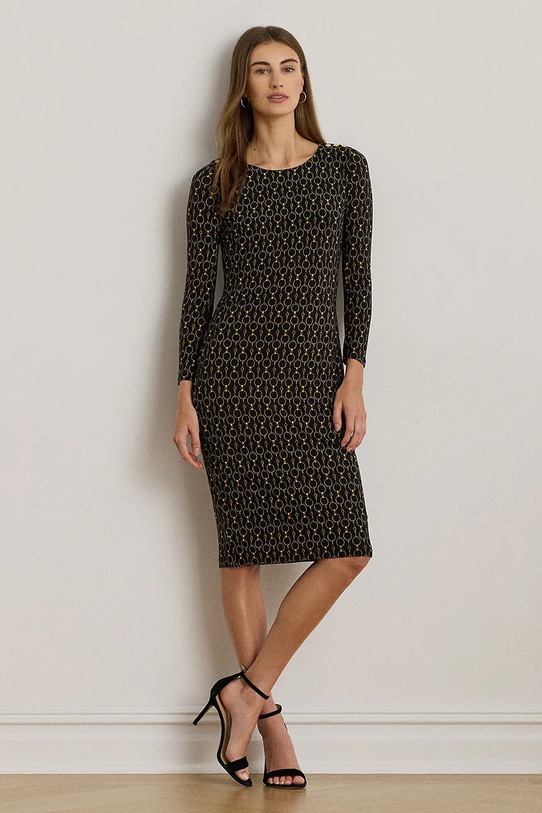 Φόρεμα Lauren Ralph Lauren με ελαστάν μαύρο 200980037