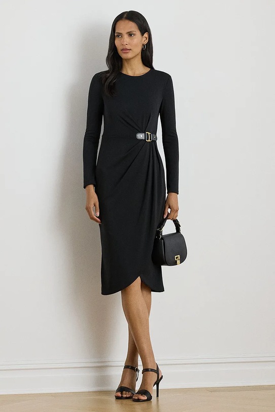 Obleka Lauren Ralph Lauren Z elastanom črna 200980222