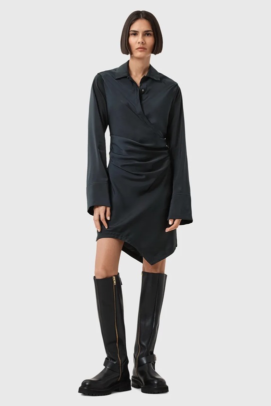 AllSaints sukienka TIRA W013DD granatowy