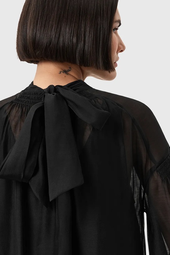 AllSaints sukienka z dodatkiem jedwabiu PEARLA czarny W095DD