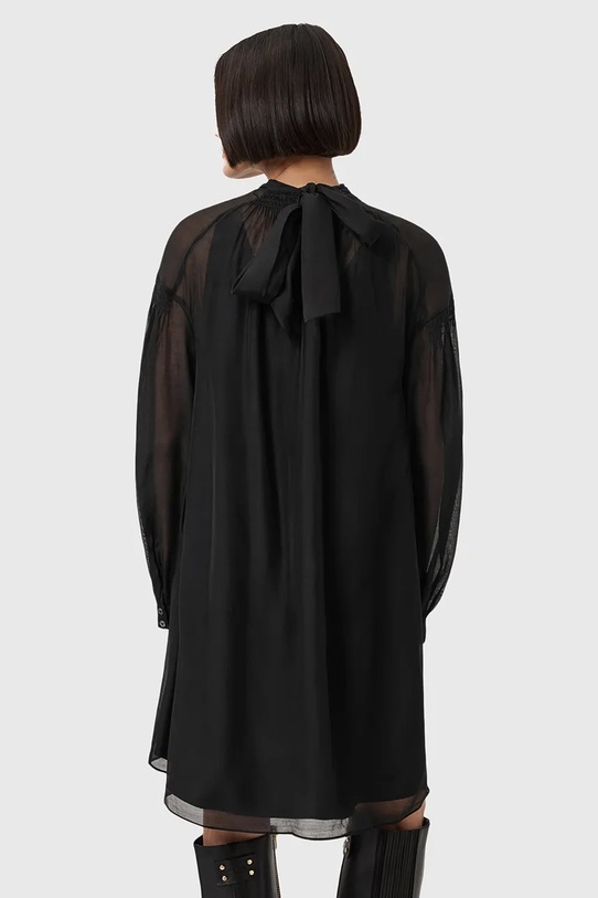 AllSaints sukienka z dodatkiem jedwabiu PEARLA W095DD czarny