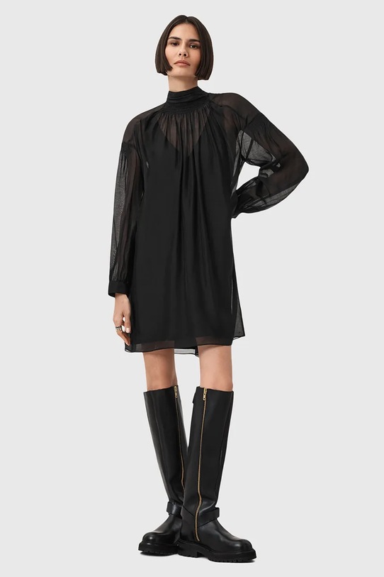 AllSaints sukienka z dodatkiem jedwabiu PEARLA W095DD