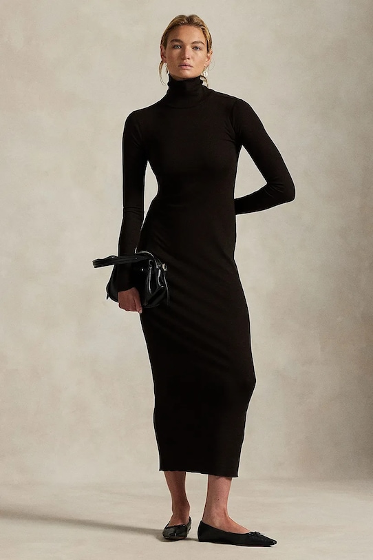 Polo Ralph Lauren sukienka z elastanem brązowy 211978153