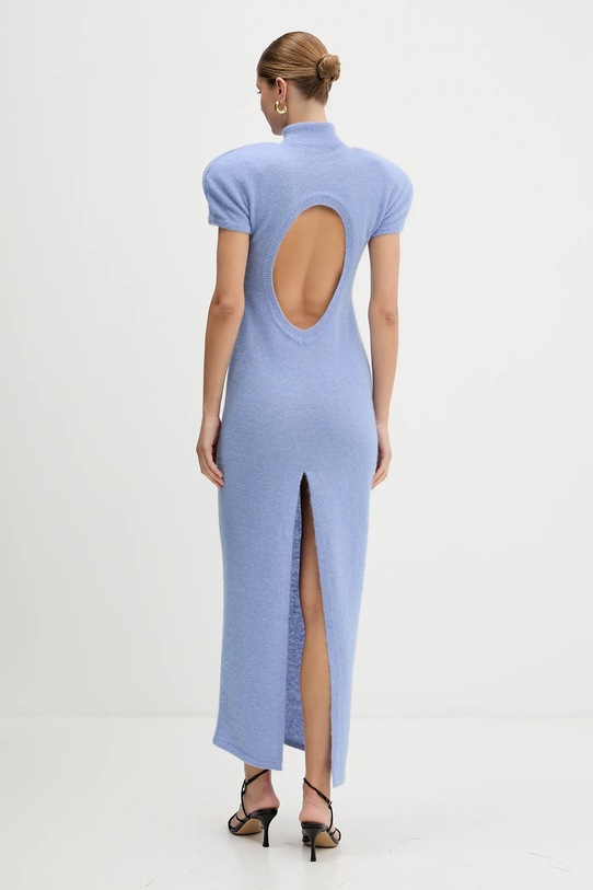 Odzież La Mania sukienka z dodatkiem wełny NOIR NOIR niebieski