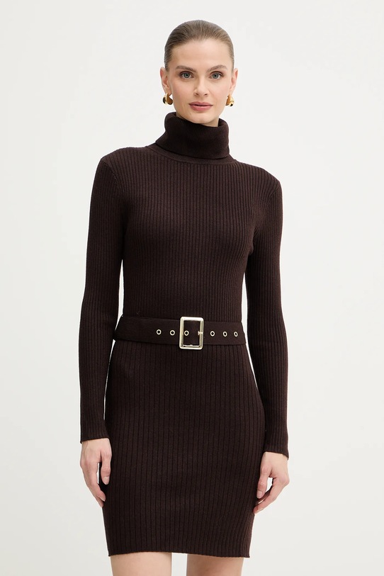 Morgan sukienka z domieszką wełny casual brązowy RMCAFE