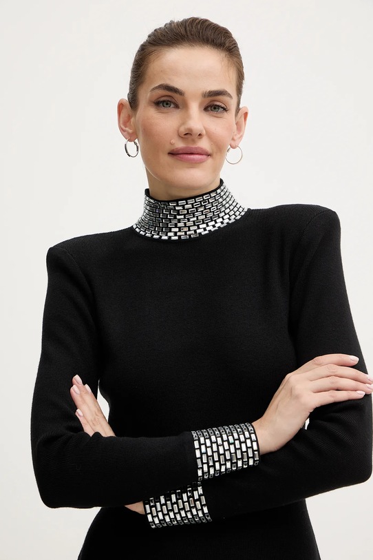 Retrofete sukienka z domieszką wełny Corinth czarny FW24.10043