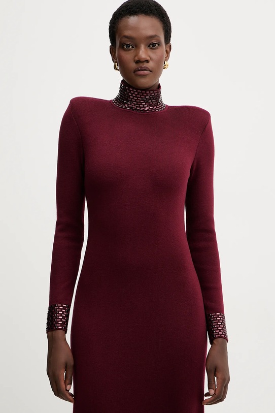 Retrofete ruha gyapjú keverékből Monroe burgundia HL24.8110