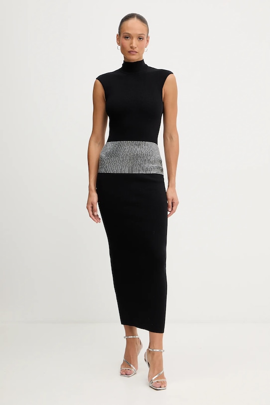 Retrofete sukienka z domieszką kaszmiru Leontine maxi czarny R.FW25.11784.17