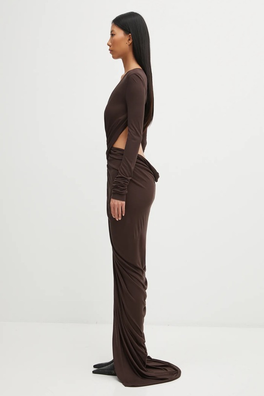 Φόρεμα Rick Owens Lilies Poppy LI02E3507.RV καφέ AW25