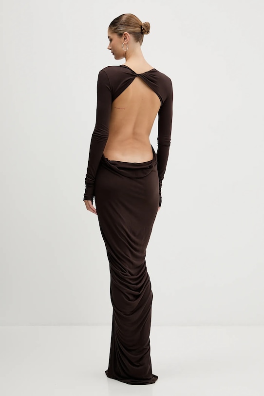 Odzież Rick Owens Lilies sukienka Poppy LI02E3507.RV brązowy