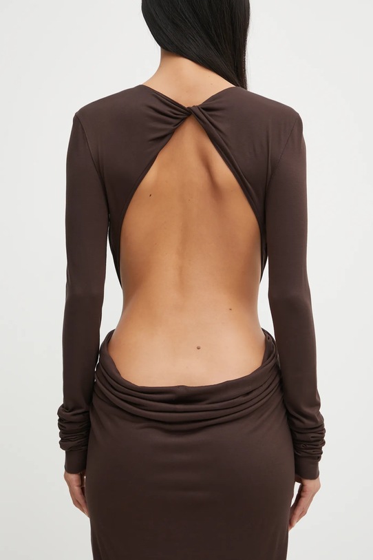 Φόρεμα Rick Owens Lilies Poppy LI02E3507.RV καφέ