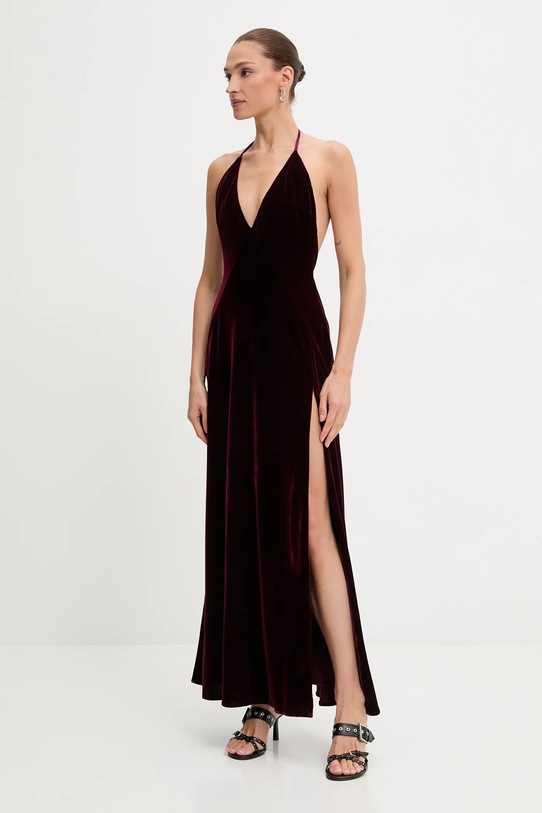 Bardot sukienka welurowa z elastanem bordowy 59315DB2