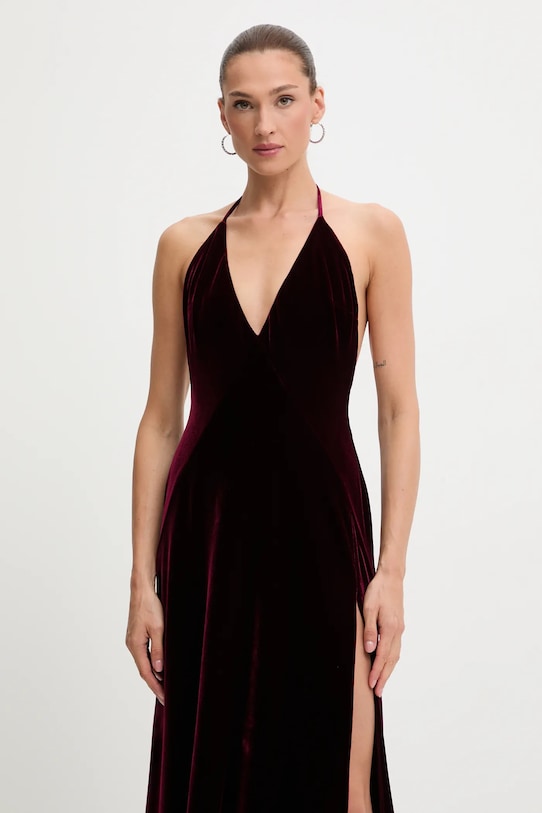 Bardot sukienka welurowa bordowy 59315DB2