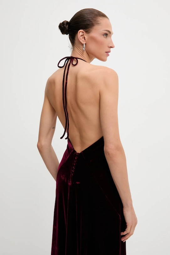 Bardot sukienka welurowa 59315DB2 bordowy