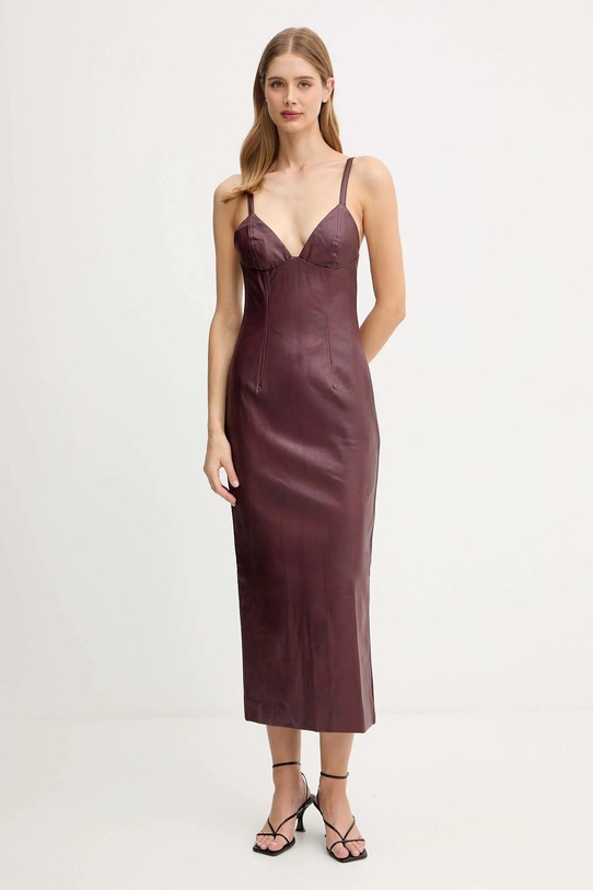 Bardot sukienka midi bordowy 60086DB