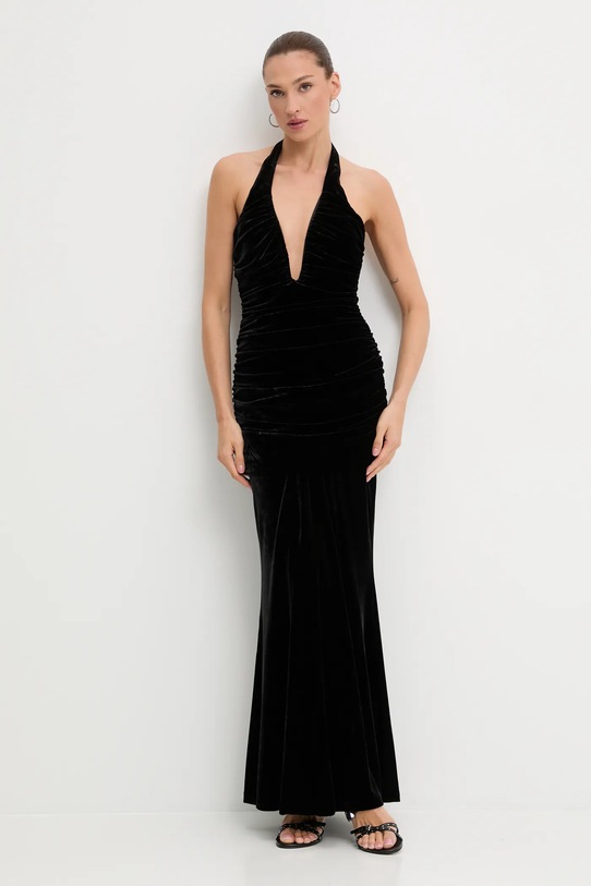 Bardot sukienka welurowa 60117DB czarny AW25