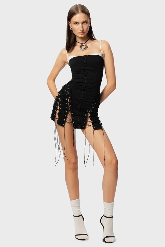 GOD SAVE QUEENS sukienka SORRY I'M LATE DRESS z elastanem czarny GSQ.172.310