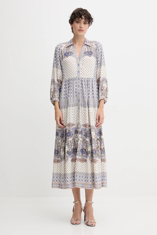 Hale BOB vestito con lino midi blu 55WD672M