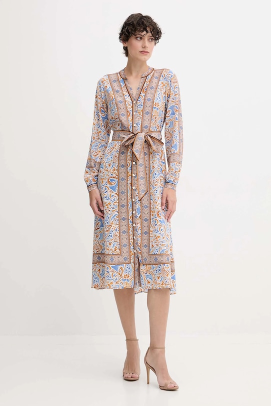 Hale BOB vestito in seta midi blu 56CT620A