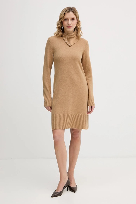 United Colors of Benetton sukienka z dodatkiem wełny casual brązowy 1444DV02F