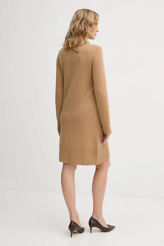 Odzież United Colors of Benetton sukienka z dodatkiem wełny 1444DV02F brązowy