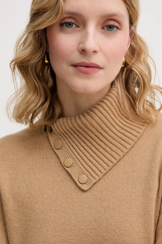 United Colors of Benetton sukienka z dodatkiem wełny brązowy 1444DV02F