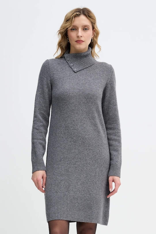 United Colors of Benetton sukienka z dodatkiem wełny casual szary 1444DV02F