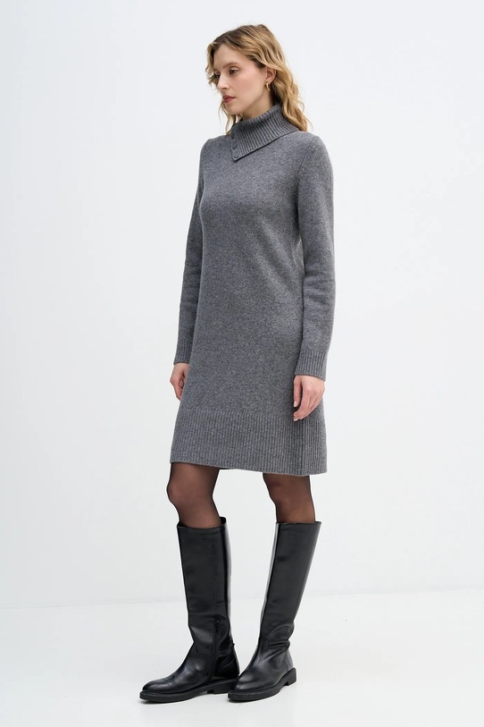 United Colors of Benetton sukienka z dodatkiem wełny 1444DV02F szary AW25