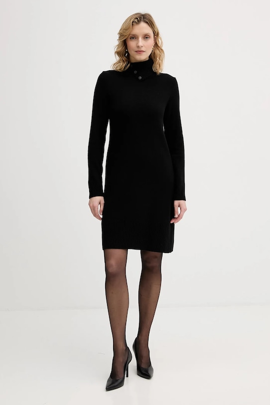 United Colors of Benetton rochie cu lână midi negru 1444DV02F