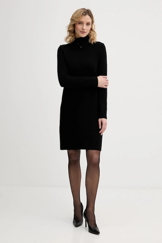 United Colors of Benetton rochie cu lână 1444DV02F negru AW25