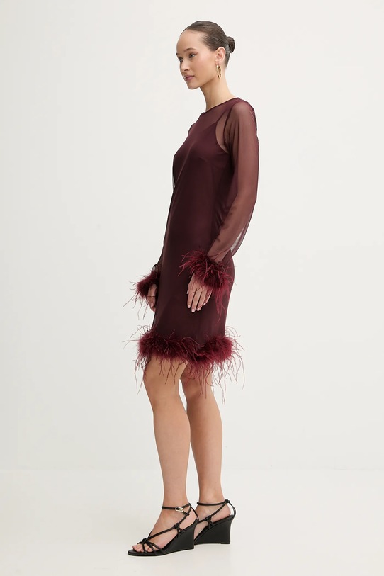 Never Fully Dressed sukienka NFDDR3071 bordowy AW25