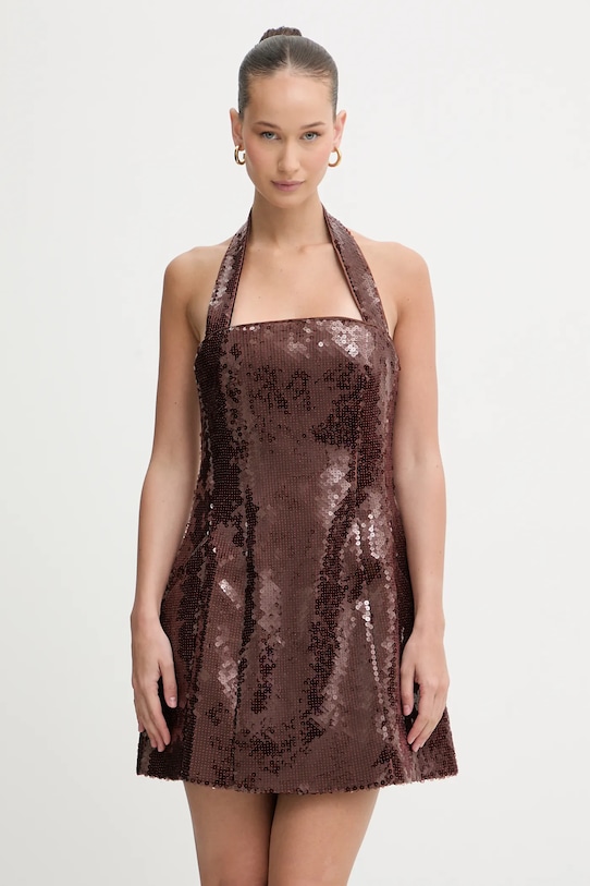 Bardot sukienka rozkloszowany bordowy 59857DB2