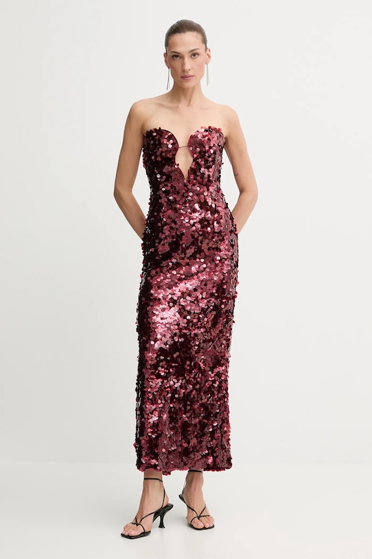 Bardot sukienka rozkloszowany czerwony 59946DB1