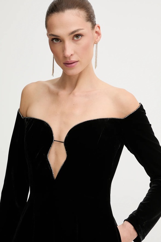 Bardot sukienka welurowa czarny 60094DB