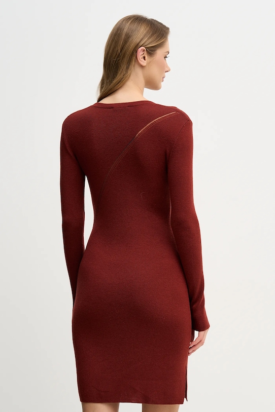 Odzież Sisley sukienka wełniana 1QNQLV011 bordowy