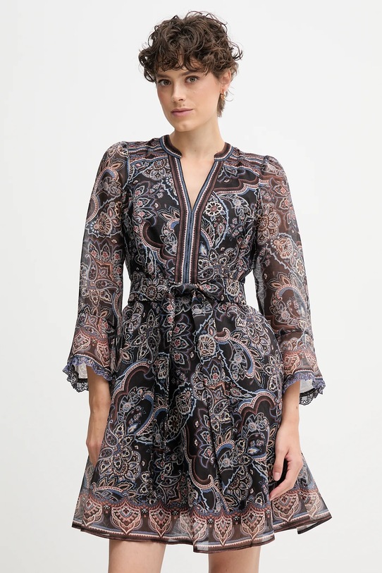 Hale BOB sukienka z dodatkiem jedwabiu casual brązowy 57RW644A
