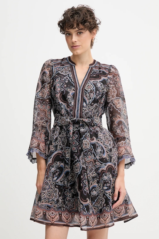 Hale BOB vestito con seta mini marrone 57RW644A