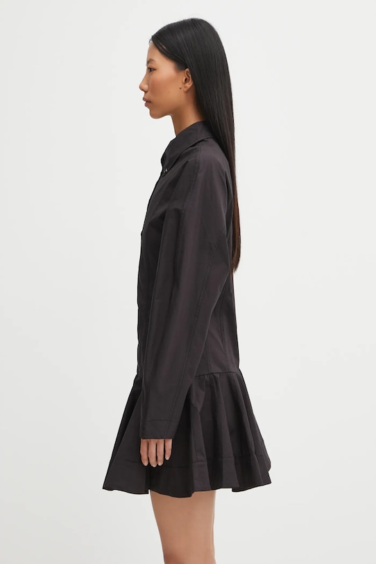 GANNI sukienka Stretch Cotton Buttoned Mini W1001 czarny AW25