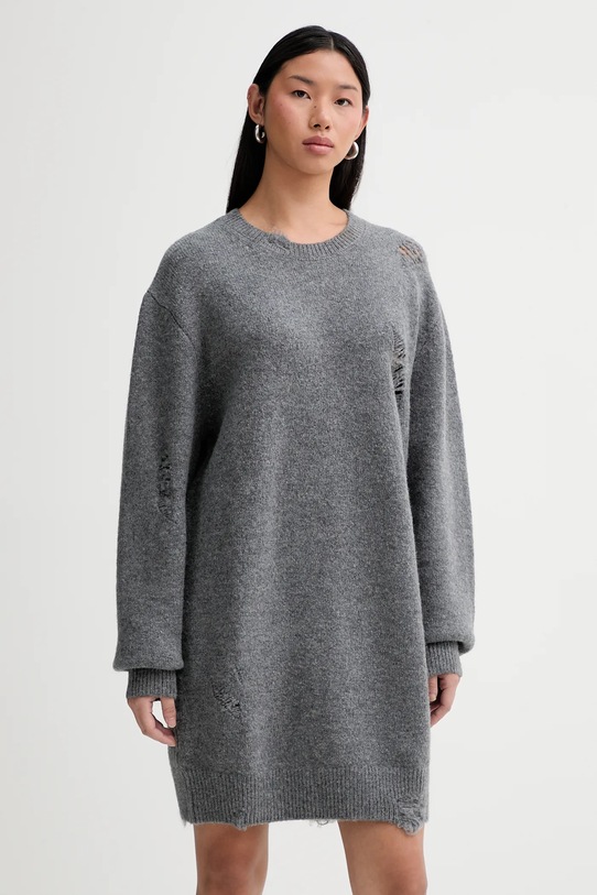 Φόρεμα με προσθήκη μαλλιού IRO WM33TONINA μακρύ γκρί WM33TONINA