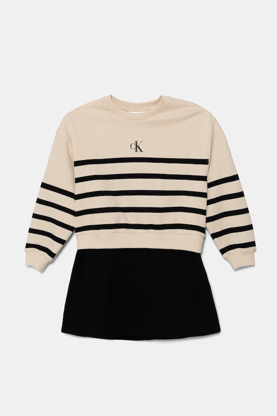 Calvin Klein Jeans rochie din bumbac pentru copii mini bej IG0IG02963.9BYA