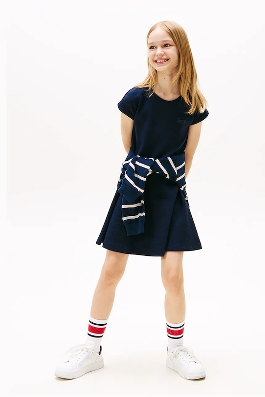 Tommy Hilfiger sukienka dziecięca z elastanem granatowy KG0KG08706.116.122.9BYA