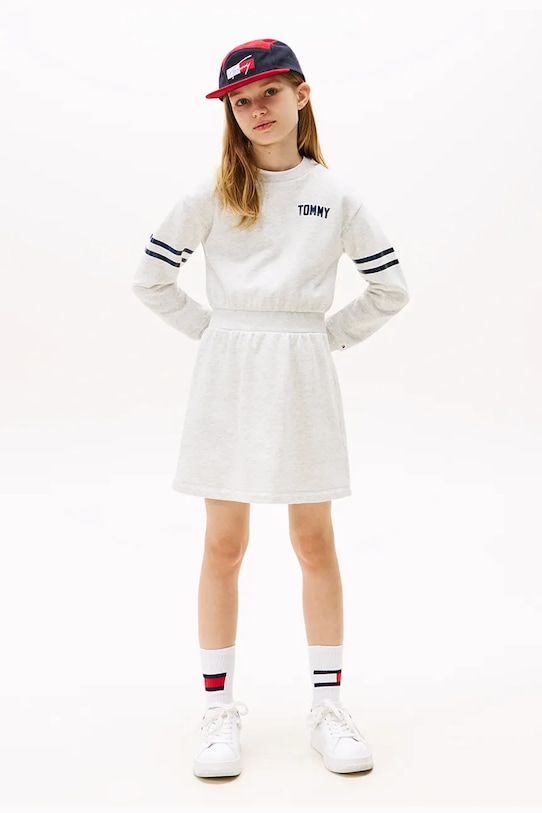 Tommy Hilfiger sukienka dziecięca rozkloszowany szary KG0KG08711.9BYA