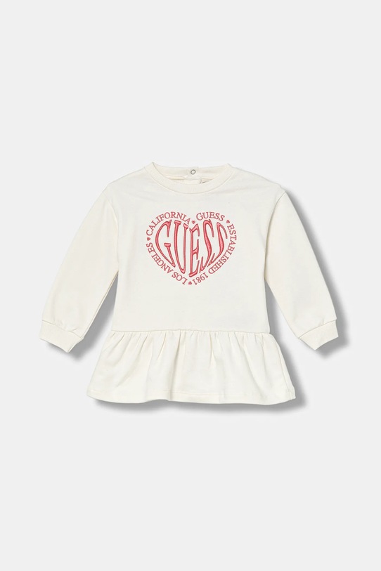 Guess sukienka bawełniana niemowlęca A5YK06.KAD74.9BYA beżowy AW25