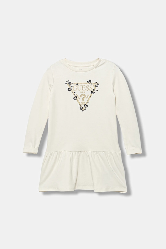 Guess sukienka bawełniana dziecięca nadruk beżowy K3YK13.KA6W4.9BYA